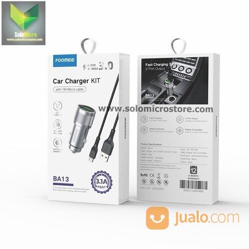 Cas Mobil Foomee BA13 Charger Dual USB Output Fast Charging 3.1A Termurah