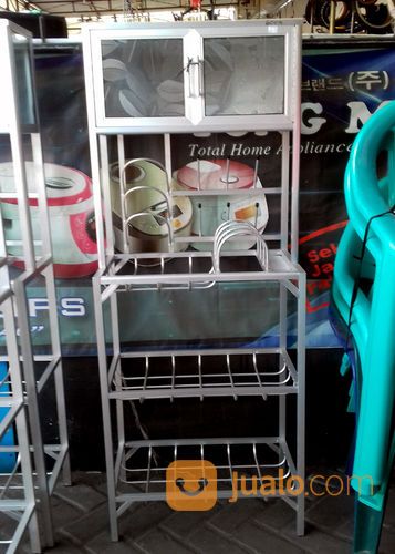 Rak Piring Aluminium 3 Sap Box Atas 2 Pintu 60