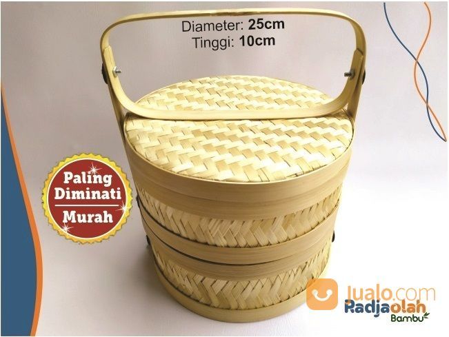 Kerajinan Bambu | Tenong Bambu Susun 2 Anyaman Tikar Ukuran 25 Cm