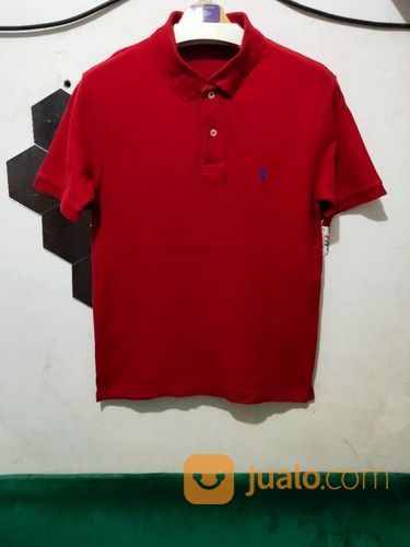 Kaos Polo Ralph Lauren Merah Polos Small Logo Biru
