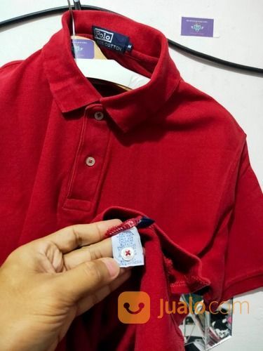 Kaos Polo Ralph Lauren Merah Polos Small Logo Biru