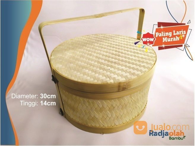 Kerajinan Bambu | Tenong Bambu Besar Motif Anyaman Tikar Rapat Uk.Diameter 30cm