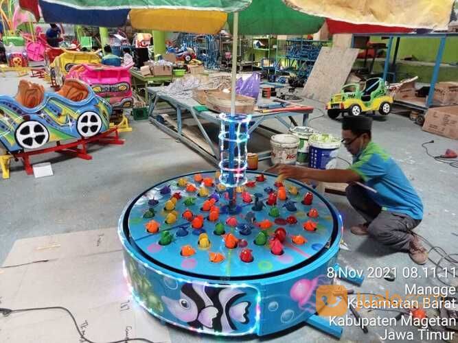 Odong Odong Hijau Kereta Api Mini Komedi Putar Safari Pancingan Elektrik