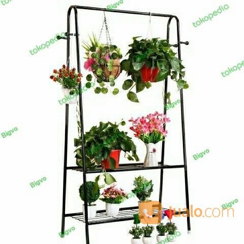 Rak Tanaman Susun Besi Bertingkat Tempat Pot Bunga Besi Gantung