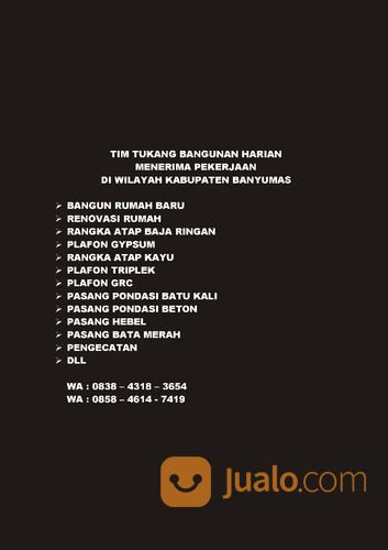 Jasa Tukang Bangunan Di Kabupaten Banyumas Wa 0838 4318 3654