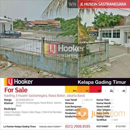 Kavling Jl Husein Sastranegara Rawa Bokor, Jakarta Barat