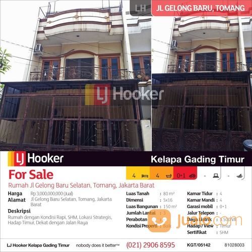 Rumah Jl Gelong Baru Selatan Tomang, Jakarta Barat
