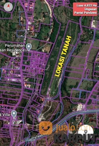 Tanah 4,822 Ha. Jl. Alas Arum Bali Clif Ungasan Pandawa Kuta Selatan