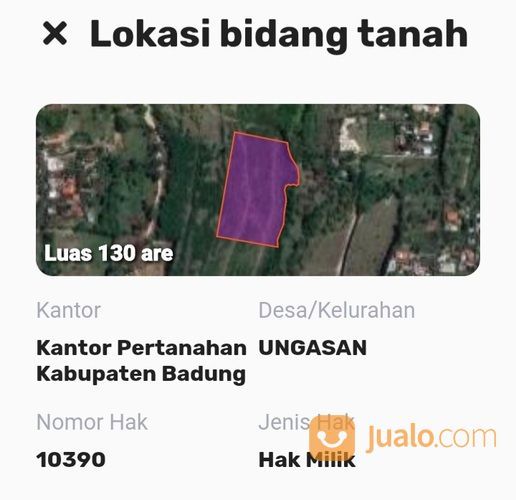 Tanah 4,822 Ha. Jl. Alas Arum Bali Clif Ungasan Pandawa Kuta Selatan