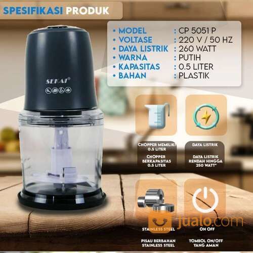 Sekai Chopper Gilingan Daging Blender Makanan / Bumbu 0.5 L CP 5051 P