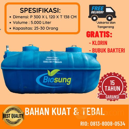 Septic Tank Biosung 5000 Liter - Biofil - Biotech - Fiberglass - Biotank - Biofilter