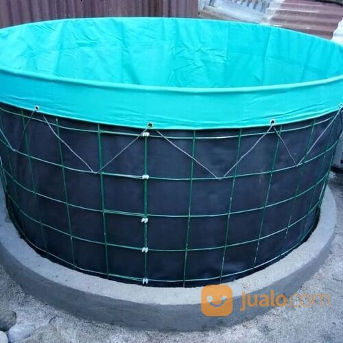 Kolam Terpal Bulat Bioflok Fullset Diameter 1,5m Tinggi 1m Tinggal Rakit