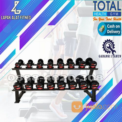 Alat Olahraga Barbel + Rack Total Fitness Ori | Dumble 2.5-20kg