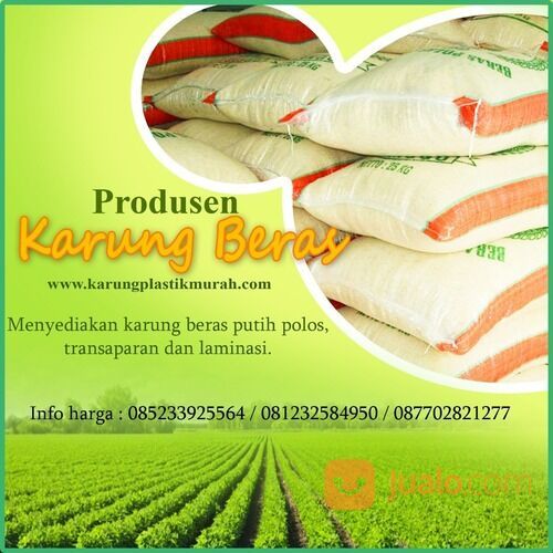 Produsen Karung Beras Laminasi, Transparan, Putih Polos, Hijau