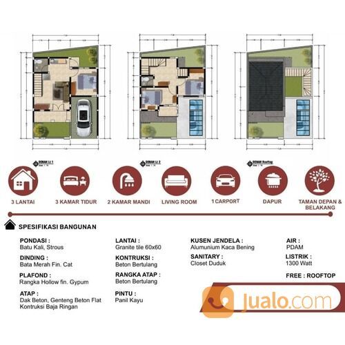 Rumah 3 Kamar Tidur Di Batu Malang Free Roftop