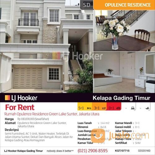 Rumah Opulence Residence Green Lake Sunter, Jakarta Utara