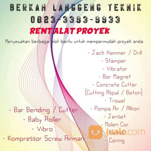 Sewa Stamper Vibrator Bor Magnet Concrete Cutter Trowel Pompa Celup Alkon Gergaji Mesin Senso