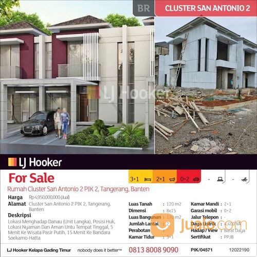 Rumah Cluster San Antonio 2 PIK 2, Tangerang, Banten