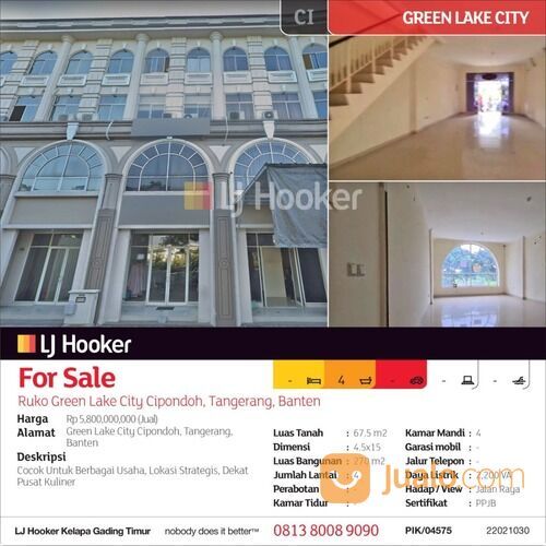 Ruko Green Lake City Cipondoh, Tangerang, Banten