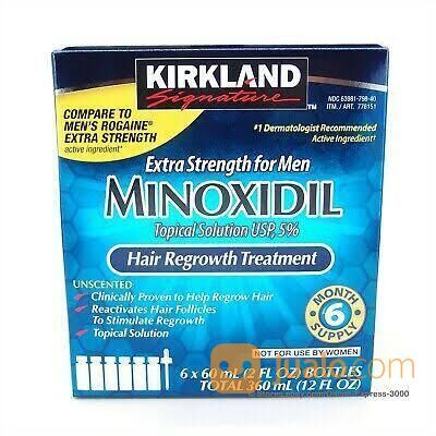 Kirkland Minoxidil Serum Liquid ORIGINAL USA - Box Isi 6 Botol