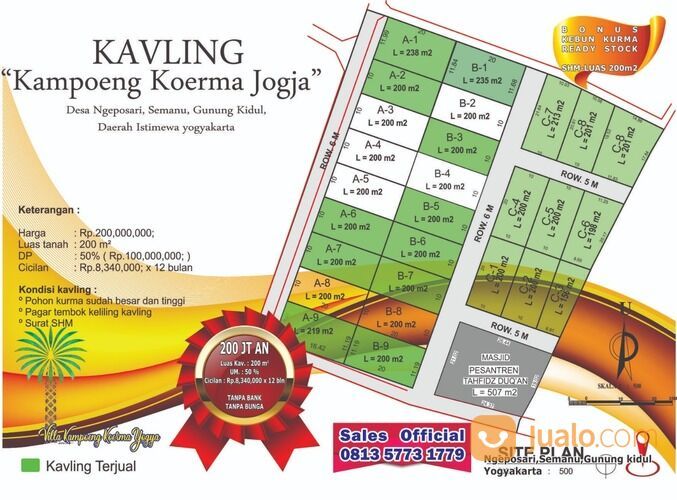 Tanah Kavling Produktif Bonus Kebun Kurma Di Yogyakarta