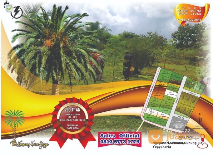 Tanah Kavling Produktif Bonus Kebun Kurma Di Yogyakarta