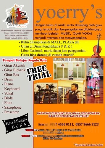 Kursus Les Piano Keyboard Vokal Gitar Biola Drum Flute Presenter