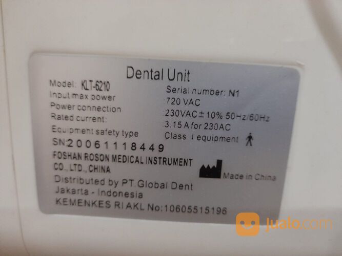 Dental Unit Kursi Gigi Merk Foshan Roson Tipe KLT-6210 N1 Terawat Baik