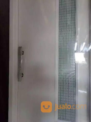 Pintu Kamar Mandi PVC Lux Motif Kaca Es Warna Putih Gossy Kilap Blur