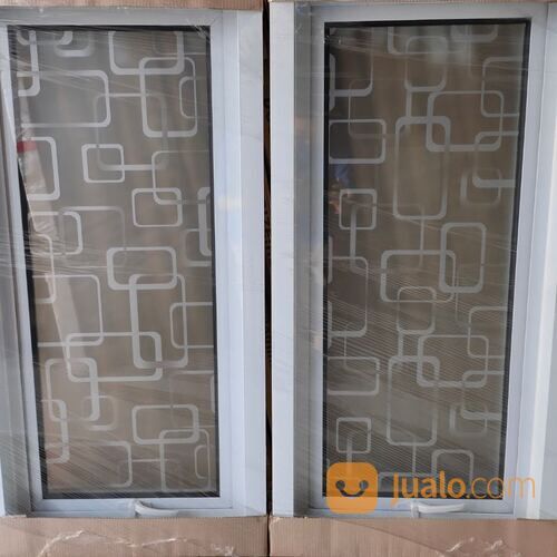 Jendela Aluminium Motif Kaca Es Warna Putih Crystalis Modern Minimalis Blur