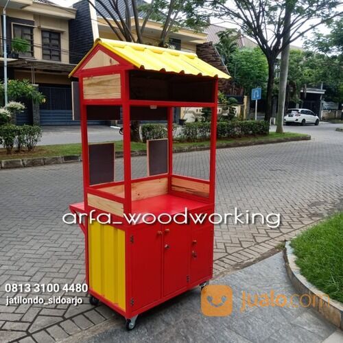 Rombong Usaha Kuliner Makanan Minuman Bahan Kayu Dan Besi Model Terbaru