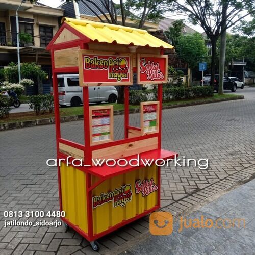 Rombong Usaha Kuliner Makanan Minuman Bahan Kayu Dan Besi Model Terbaru