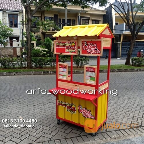 Rombong Usaha Kuliner Makanan Minuman Bahan Kayu Dan Besi Model Terbaru
