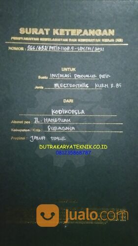 Sertifikat DISNAKER Penangkal Petir