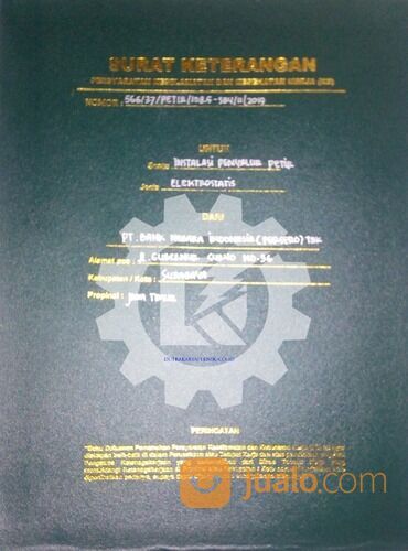 Sertifikat DISNAKER Penangkal Petir