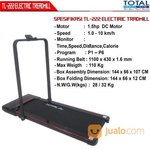 Alat Fitness Treadmill Elektrik 1 Fungsi TL 222/TL222