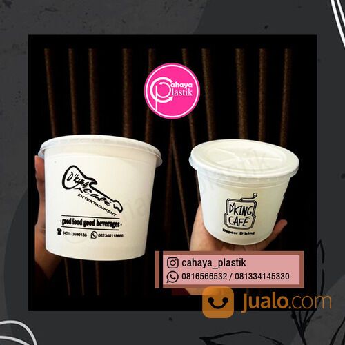 Sablon Paper Bowl 35 Oz + Tutup Datar + Kemasan Rice Bowl