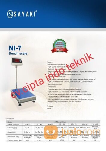 Timbangan Duduk Merk Sayaki Type NI - 7