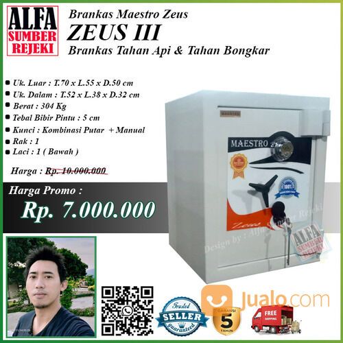 Brankas Maestro Zeus 3 Tinggi 70 Cm, Brankas Tahan Api Bergaransi