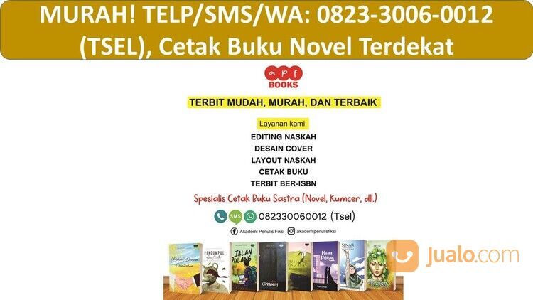 MURAH! TELP/SMS/WA: 0823-3006-0012 (TSEL), Jasa Cetak Buku Novel Terdekat Bandung Cimahi