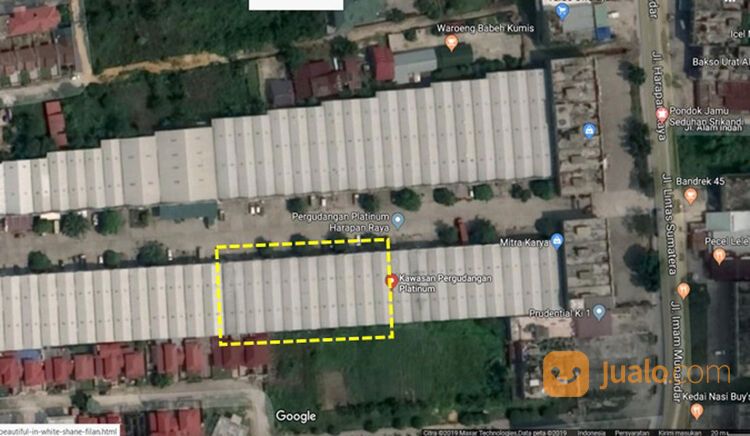 Gudang 5 M nego Kawasan Pergudangan Platinum Riau LT 748 m2 LB 1008m2