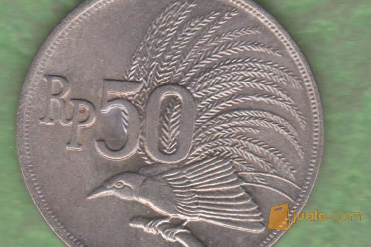 K6.1 KEPING KOIN 50 RUPIAH INDONESIA TAHUN 1971 GAMBAR BURUNG KONDISI LUSTER SEPERTI BARU
