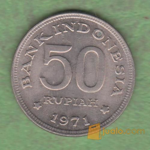 K6.1 KEPING KOIN 50 RUPIAH INDONESIA TAHUN 1971 GAMBAR BURUNG KONDISI LUSTER SEPERTI BARU