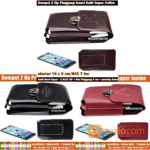 Dompet Pinggang 2 Hp Pria Kunci Kulit Super