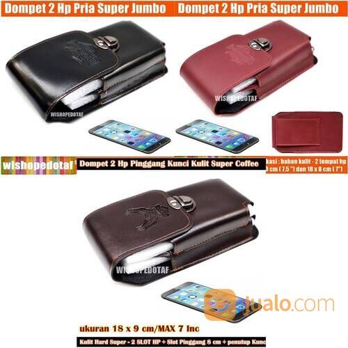 Dompet Pinggang 2 Hp Pria Kunci Kulit Super