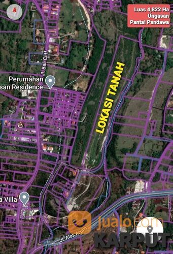 Tanah 4,822 Ha. Jl. Alas Arum Bali Cliff Kuta Selatan Badung