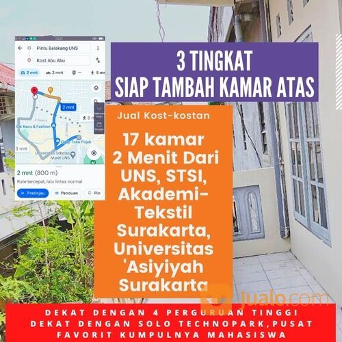 Rumah Kost Kontrakan 17 Kamar Belakang UNS Solo
