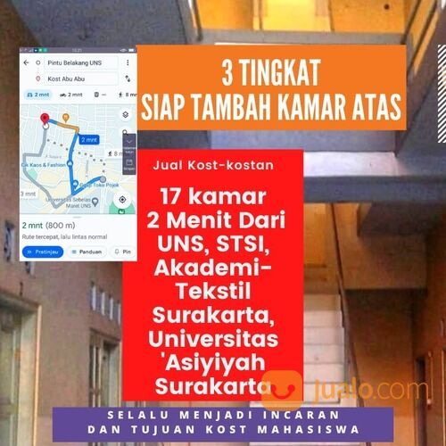 Rumah Kost Kontrakan 17 Kamar Belakang UNS Solo