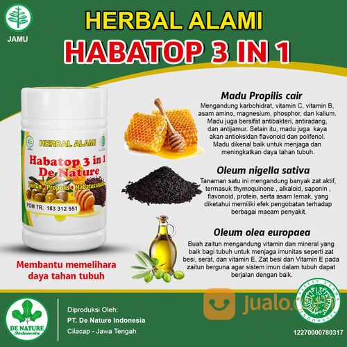 HABATOP 3IN1 Obat Herbal Menjaga Daya Tahan Tubuh Penambah Imunitas - DE NATURE HERBAL