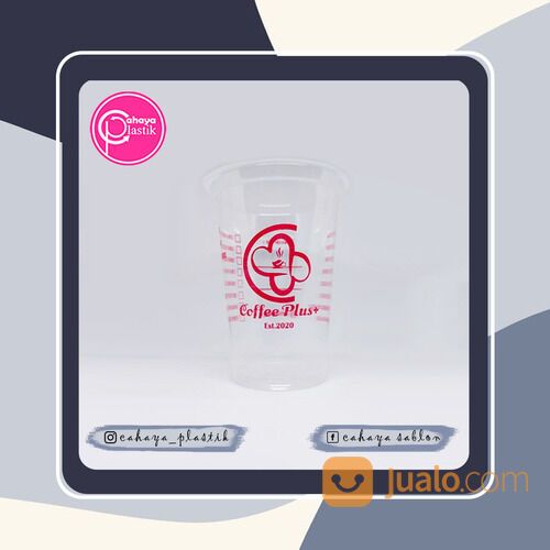 Sablon Gelas Plastik 14 oz 7 gram + Kemasan Minuman Kekinian + Gelas Plastik Minuman